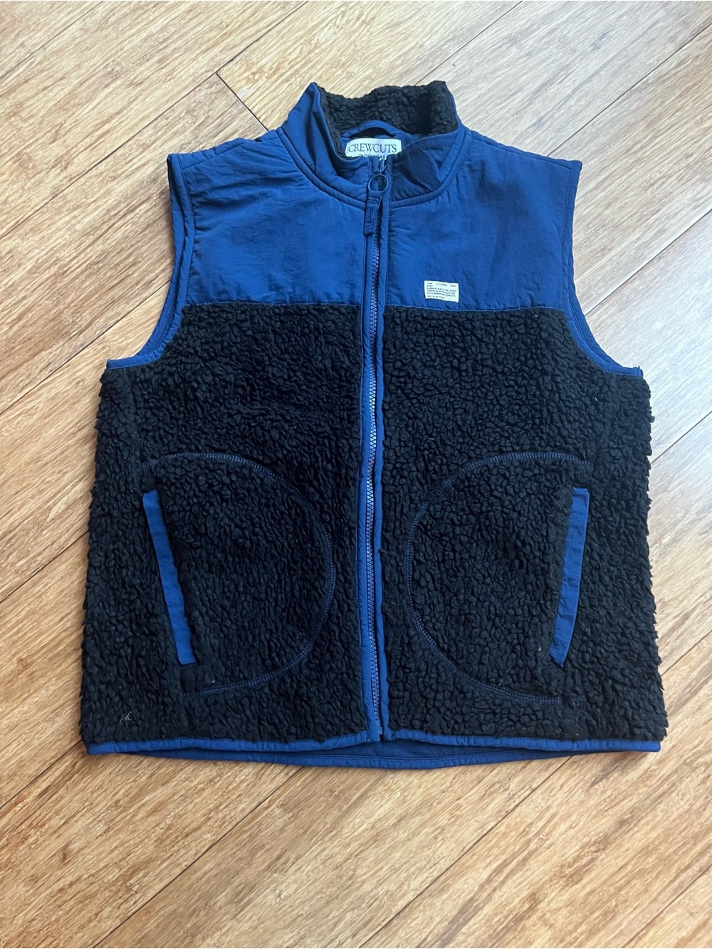 J. Crew Dark Blue Sherpa Vest with Navy Accents Size 12-13